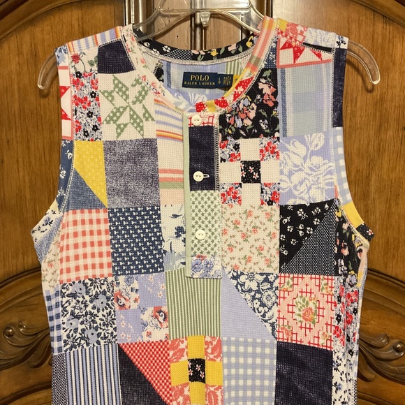 NWOT Polo Ralph Lauren Cotton Patchwork Sleveles Dress Size US L - Picture 9 of 9